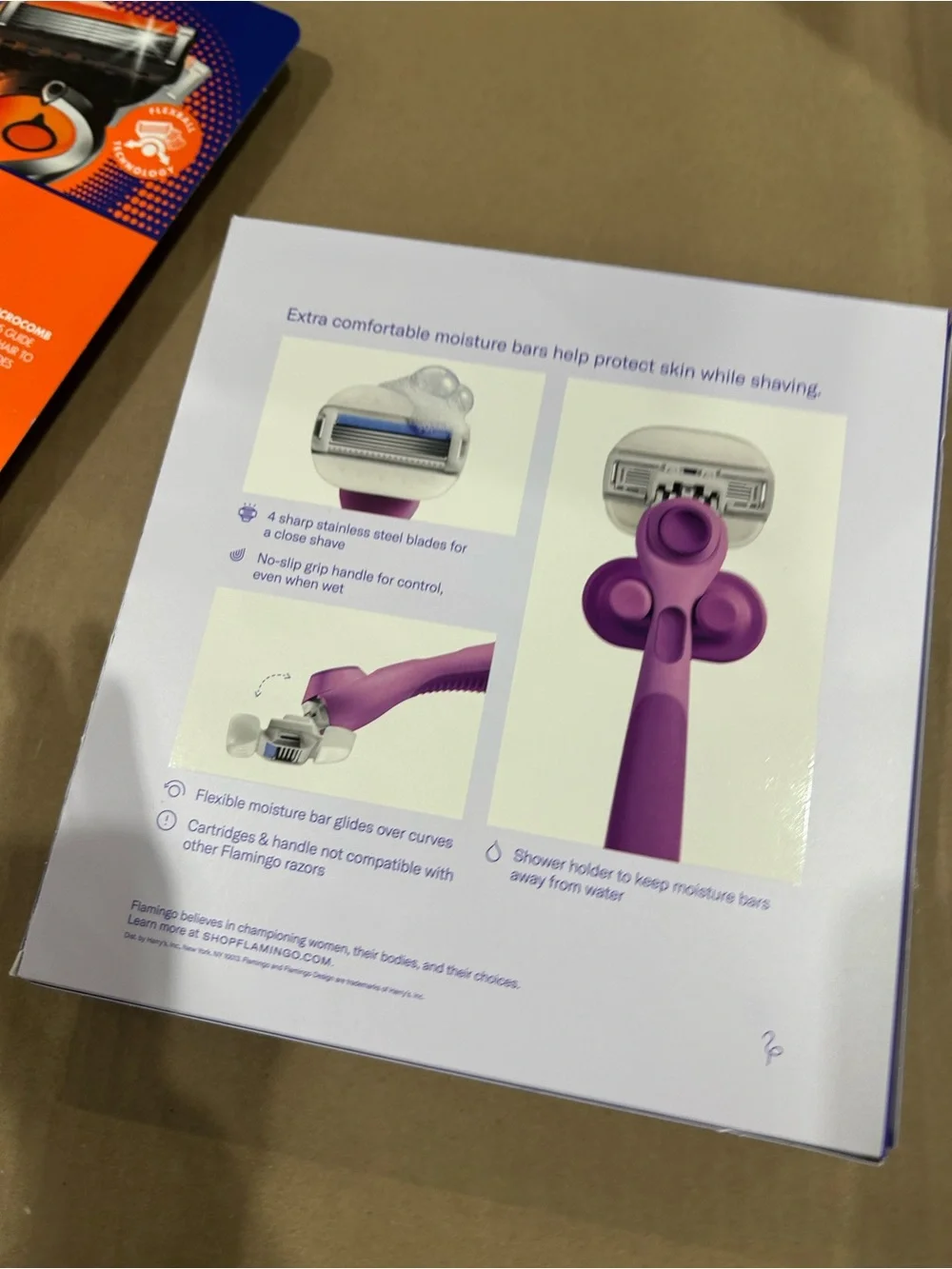flamingo by HARRY'S Purple Moisture Plus 4-Blade Women's Razor Kit